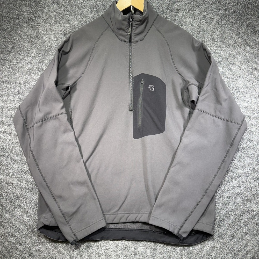 Mountain Hardwear Keele 1/2 Zip Fleece Lined Pullover Men's Large Gray Outdoor‎